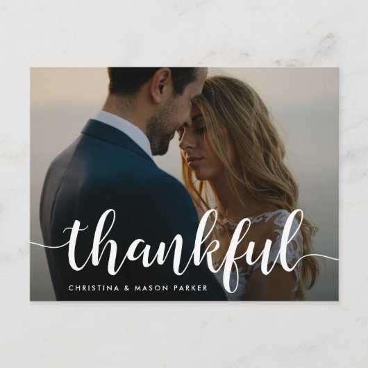 Thankful Script | Weddenfoto Hartelijk dank Briefkaart (Voorkant)