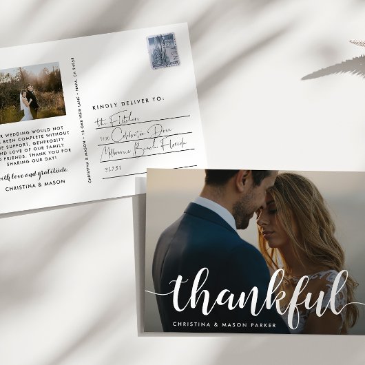 Thankful Script | Weddenfoto Hartelijk dank Briefkaart
