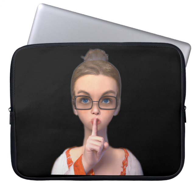 Thankful Shush Cute Librarian Laptop Sleeve (Voorkant)