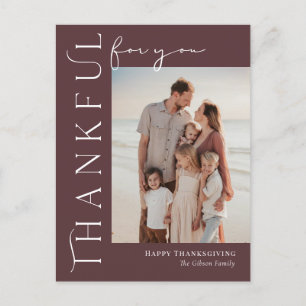 Thankful Side Editable Color Thanksgiving Briefkaa Feestdagenkaart