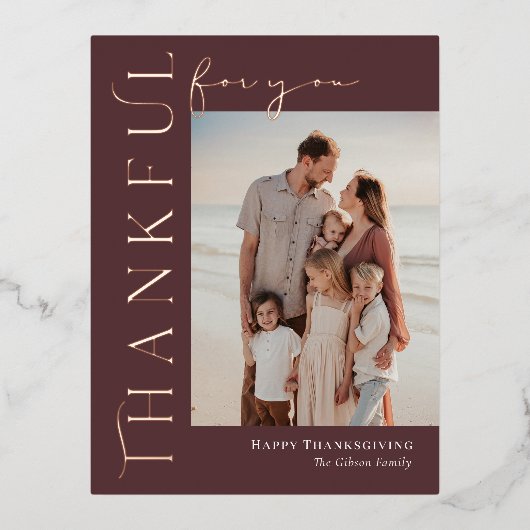 Thankful Side Folie Foto Thanksgiving Briefkaart (Voorkant)