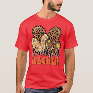 Thankful Teacher Cheetah Heart Teacher Life Bedank T-shirt