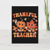 Thankful Teacher Retro Groovy Thanksgiving Fall  Kaart (Voorkant)