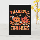 Thankful Teacher Retro Groovy Thanksgiving Fall  Kaart (Gele Bloem)