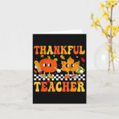 Thankful Teacher Retro Groovy Thanksgiving Herfst  Kaart (Gele Bloem)