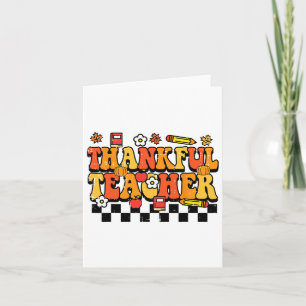 Thankful Teacher Retro Groovy Thanksgiving Herfst Kaart