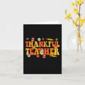 Thankful Teacher Retro Groovy Thanksgiving Herfst  Kaart (Gele Bloem)