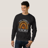 Thankful Teacher Thanksgiving Rainbow Leopard Fall Trui (Voorkant volledig)