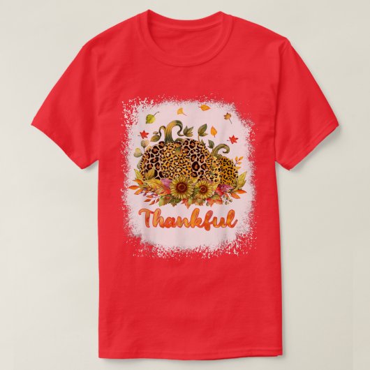 Thankful Thanksgiving Autumn Leopard Sunflower Pum T-shirt (Design voorkant)