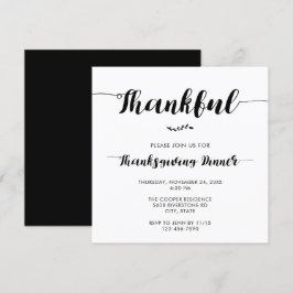 Thankful Thanksgiving Dinner Elegant Simple Script Kaart