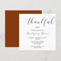 Thankful Thanksgiving Dinner Elegant Simple Script