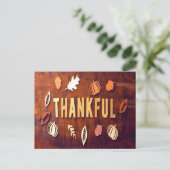 Thankful Thanksgiving Fall Leaves Pumpkin Briefkaart (Staand voorkant)