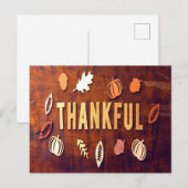 Thankful Thanksgiving Fall Leaves Pumpkin Briefkaart (Voorkant / Achterkant)