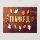Thankful Thanksgiving Fall Leaves Pumpkin Briefkaart (Voorkant)