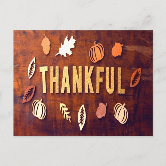 Thankful Thanksgiving Fall Leaves Pumpkin Briefkaart (Voorkant)