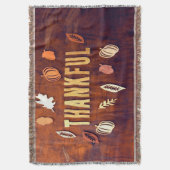 Thankful Thanksgiving Fall Leaves Pumpkin Deken (Voorkant Verticaal)