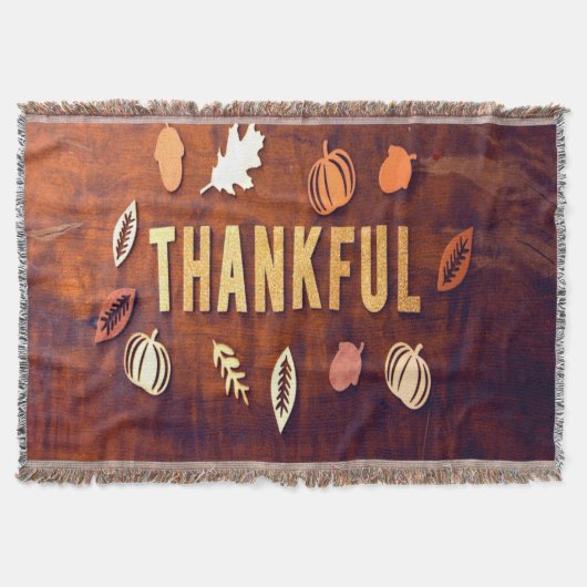 Thankful Thanksgiving Fall Leaves Pumpkin Deken (Voorkant)