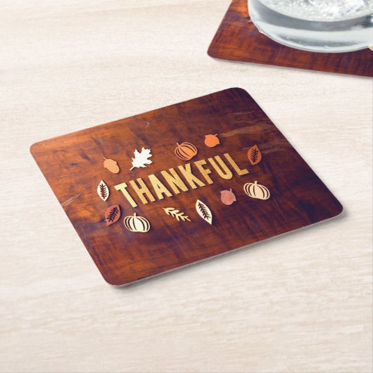 Thankful Thanksgiving Fall Leaves Pumpkin Kartonnen Onderzetters (Schuin)