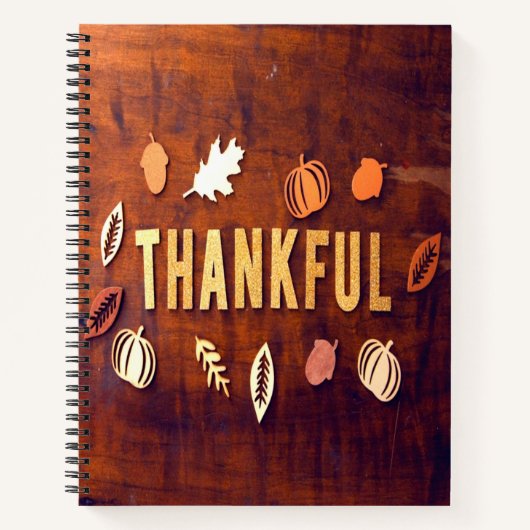 Thankful Thanksgiving Fall Leaves Pumpkin Notitieboek (Voorkant)