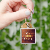 Thankful Thanksgiving Fall Leaves Pumpkin Sleutelhanger (Hand)