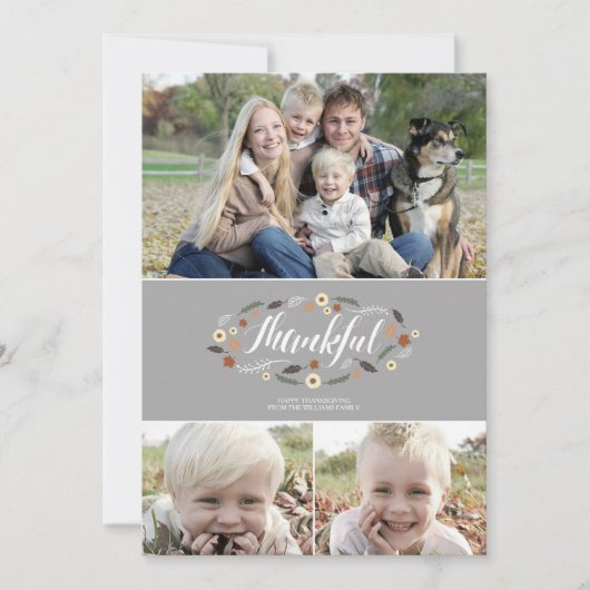 Thankful Thanksgiving-fotokaart Feestdagenkaart (Voorkant)