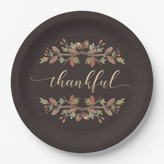 THANKFUL THANKSGIVING HERFST FOLIAGE PAPIER BORDEN PAPIEREN BORDJE (Voorkant)