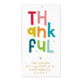 THANKFUL Thanksgiving modern, helder type Etiket (Voorkant)