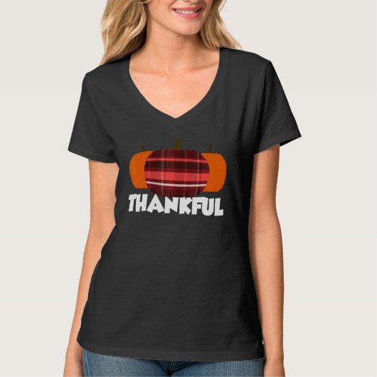 Thankful Thanksgiving Pumpkin Flannel T-shirt (Voorkant)