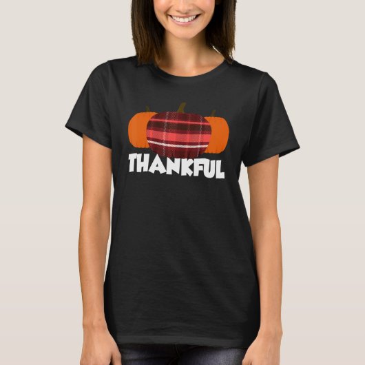 Thankful Thanksgiving Pumpkin Flannel T-shirt (Voorkant)