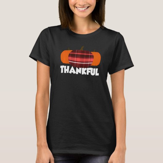 Thankful Thanksgiving Pumpkin Flannel   T-shirt (Voorkant)