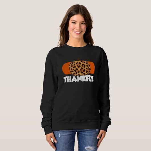 Thankful Thanksgiving Pumpkin Leopard   Trui (Voorkant volledig)