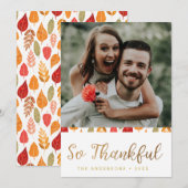 Thankful Thanksgiving Typografie Feestdagenkaart (Voorkant / Achterkant)