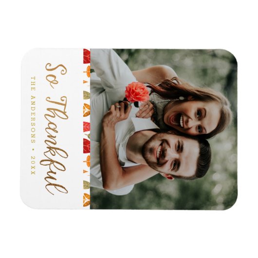 Thankful Thanksgiving Typografie Magneet (Horizontaal)