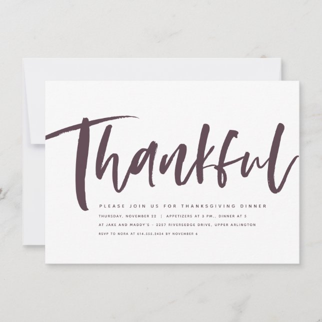 Thankful Thanksgiving-uitnodiging voor penseelscri (Voorkant)