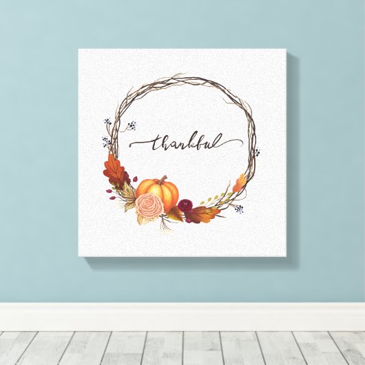Thankful Thanksgiving Wreath Canvas Afdruk (Insitu (Houten vloer))