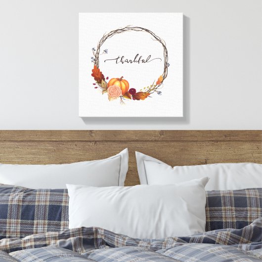 Thankful Thanksgiving Wreath Canvas Afdruk (Insitu (Slaapkamer))