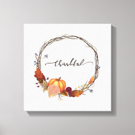 Thankful Thanksgiving Wreath Canvas Afdruk
