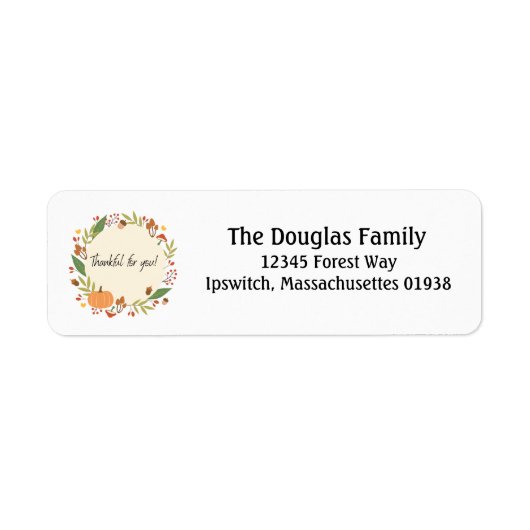 Thankful Thanksgiving Wreath Etiket (Voorkant)