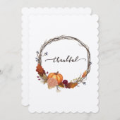 Thankful Thanksgiving Wreath Feestdagenkaart (Voorkant / Achterkant)