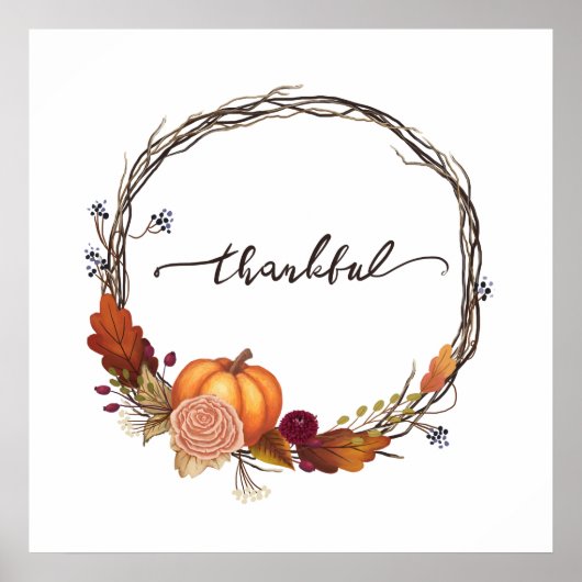 Thankful Thanksgiving Wreath Poster (Voorkant)