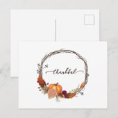 Thankful Thanksgiving Wreath Uitnodiging Briefkaart (Voorkant / Achterkant)