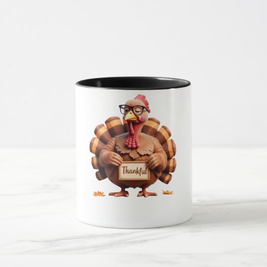 Thankful Turkey Design – Funny Holiday Art Mok (Midden)