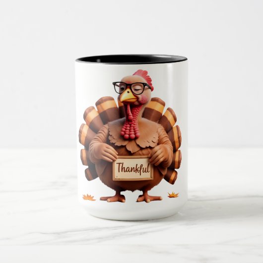 Thankful Turkey Design – Funny Holiday Art Mok (Midden)