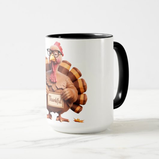 Thankful Turkey Design – Funny Holiday Art Mok (Voorkant rechts)
