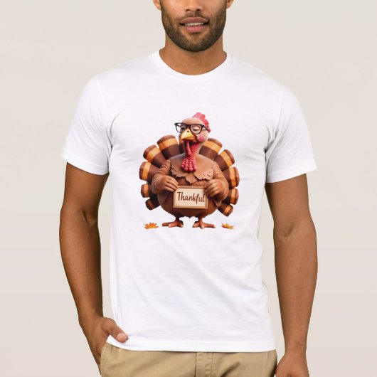 Thankful Turkey Design – Funny Holiday Art T-shirt (Voorkant)