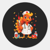 Thankful Turkey Funny Scrub Nurse Fall Thanksgivin Ronde Sticker (Voorkant)
