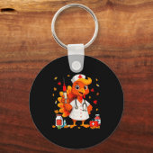 Thankful Turkey Funny Scrub Nurse Fall Thanksgivin Sleutelhanger (Voorkant)