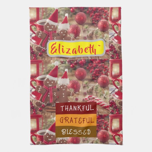 "Thankful & Twinkling: Personalized Holiday Cheer  Theedoek (Verticaal)