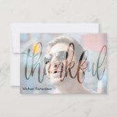 Thankful Typografie Foto Memorial Bedankkaart (Voorkant)