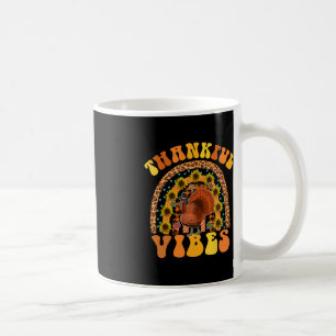 THANKFUL VIBES Rainbow Turkey Herfst Retro Groovy Koffiemok